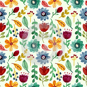 colorful floral watercolor seamless pattern