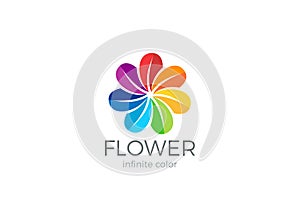 Colorful Flower abstract Logo loop design vector template.Team partners friends social community Logotype concept icon