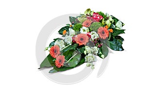 Colorful flower arrangement isolated on white background.