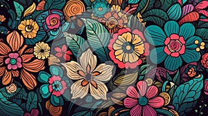 Colorful flower background wallpaper, trippy aesthetic design