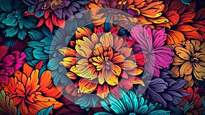 Colorful flower background wallpaper, trippy aesthetic design