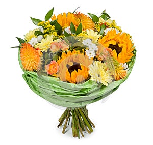 Colorful flower bouquet arrangement centerpiece isolated on white. bouquet made of Alstroemeria, Gerber, Rose and