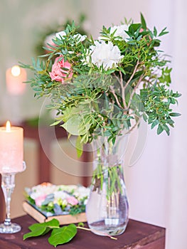 Colorful flower bouquet arrangement centerpiece in vase