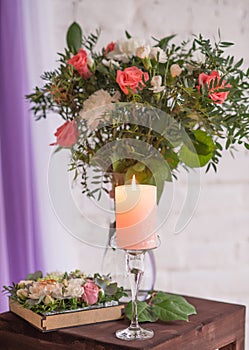 Colorful flower bouquet arrangement centerpiece in vase