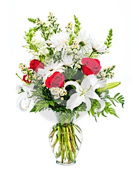 Colorful flower bouquet arrangement in vase photo