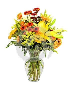 Colorful flower bouquet arrangement in vase photo