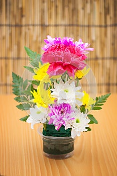 Colorful flower bouquet arrangement in vase