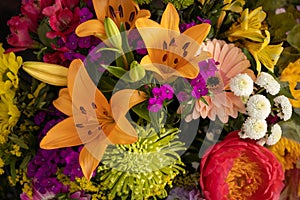 Colorful flower bouquet. Assorted vibrant colored flowers