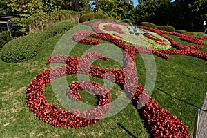 Colorful flower clock in geneva switzerland