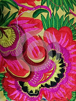 colorful flower on cloth