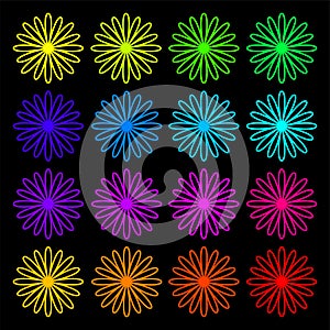 Colorful flower concept, flowers flat color. Very suitable in various purposes apps, websites, symbol, logo, icon.