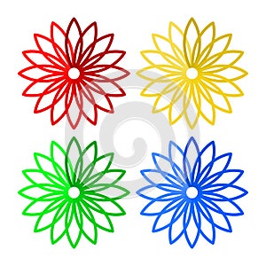 Colorful flower concept, flowers flat color. Very suitable in various purposes apps, websites, symbol, logo, icon.