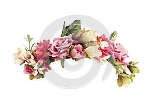 Colorful Flower Crown Front View isolated on white background with clipping paths