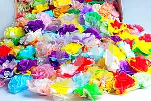 Colorful flower handcraft fabric for donate to give away alms by scattering ,The Coin sprinkling