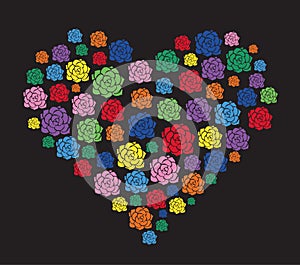 Colorful flower in heart vector