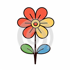 Colorful Flower Icon Minimalist Cartooning Coloring Book For Kids