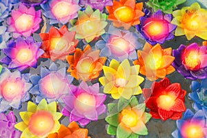 Colorful flower light candle float in the water