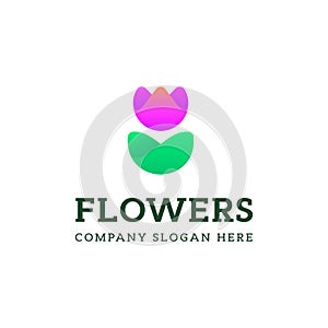 Colorful flower logo. Abstract floral logotype template.