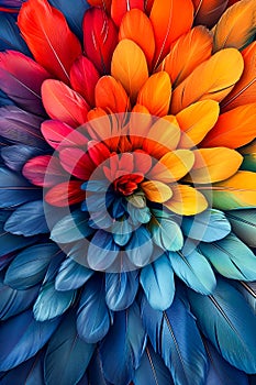 Colorful flower made up of many different colored petals including red orange yellow and blue. Generative AI