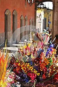 Colorful flower market, San Miguel, Mexico photo