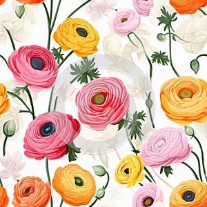 Colorful Flower Pattern Vector Illustration With Retro Vibes