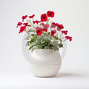 Colorful Flower Pot On White Background
