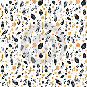 Colorful flower seamless pattern illustration. Children style floral doodle background, Generative AI