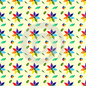 Colorful flower seamless pattern illustration design watercolor painting