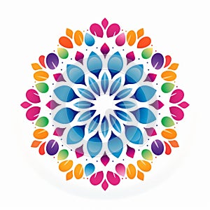 Colorful Flower Shape Vector With Spiritual Motifs And Vibrant Color Gradients