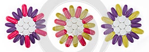 Colorful flower shaped pills