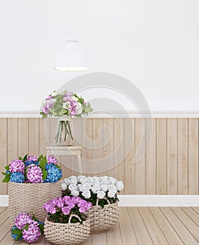 Colorful flower and space for artwork  in living room or other room - 3D rendering