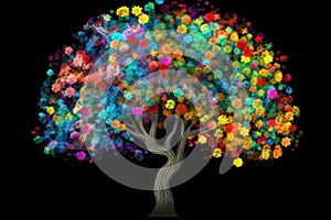 colorful flower tree abstract tree with colorful leaves Generative AI