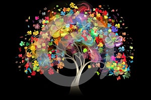 colorful flower tree abstract tree with colorful leaves Generative AI