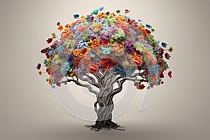 colorful flower tree abstract tree with colorful leaves Generative AI