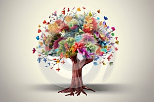 colorful flower tree abstract tree with colorful leaves Generative AI