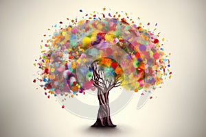 colorful flower tree abstract tree with colorful leaves Generative AI