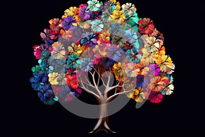 colorful flower tree abstract tree with colorful leaves Generative AI