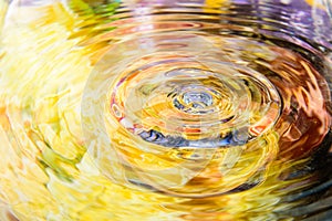 Colorful flower of water reflection and water drop