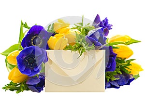 Colorful flowers bouquet with gift card