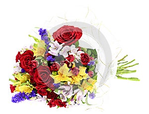 Colorful Flowers Bouquet Isolated on White