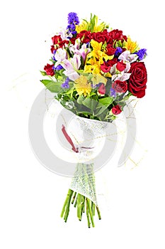 Colorful Flowers Bouquet Isolated on White