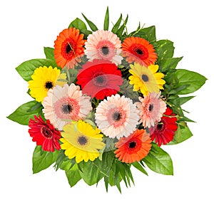 Colorful flowers bouquet isolated white background