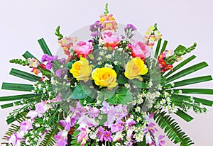 Colorful flowers bouquet , nature valentine background