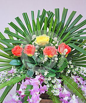 Colorful flowers bouquet , nature valentine background