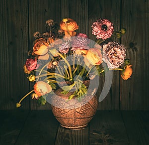 Colorful Flowers Bouquet in a Vase