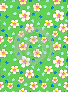 Colorful flowers cartoon seamless vector pattern