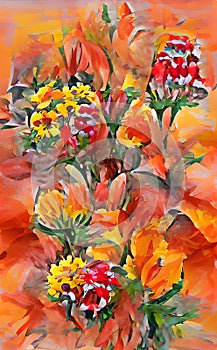 Colorful Flowers - Digital Art - Water Color Style