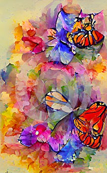 Colorful Flowers - Digital Art - Water Color Style