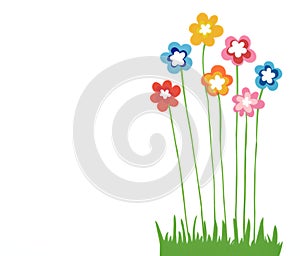 Colorful flowers with green grass