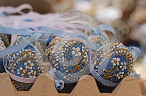 colorful flowers ice iceblue frost eastereggs spring holiday ornament decoration celebration season craft